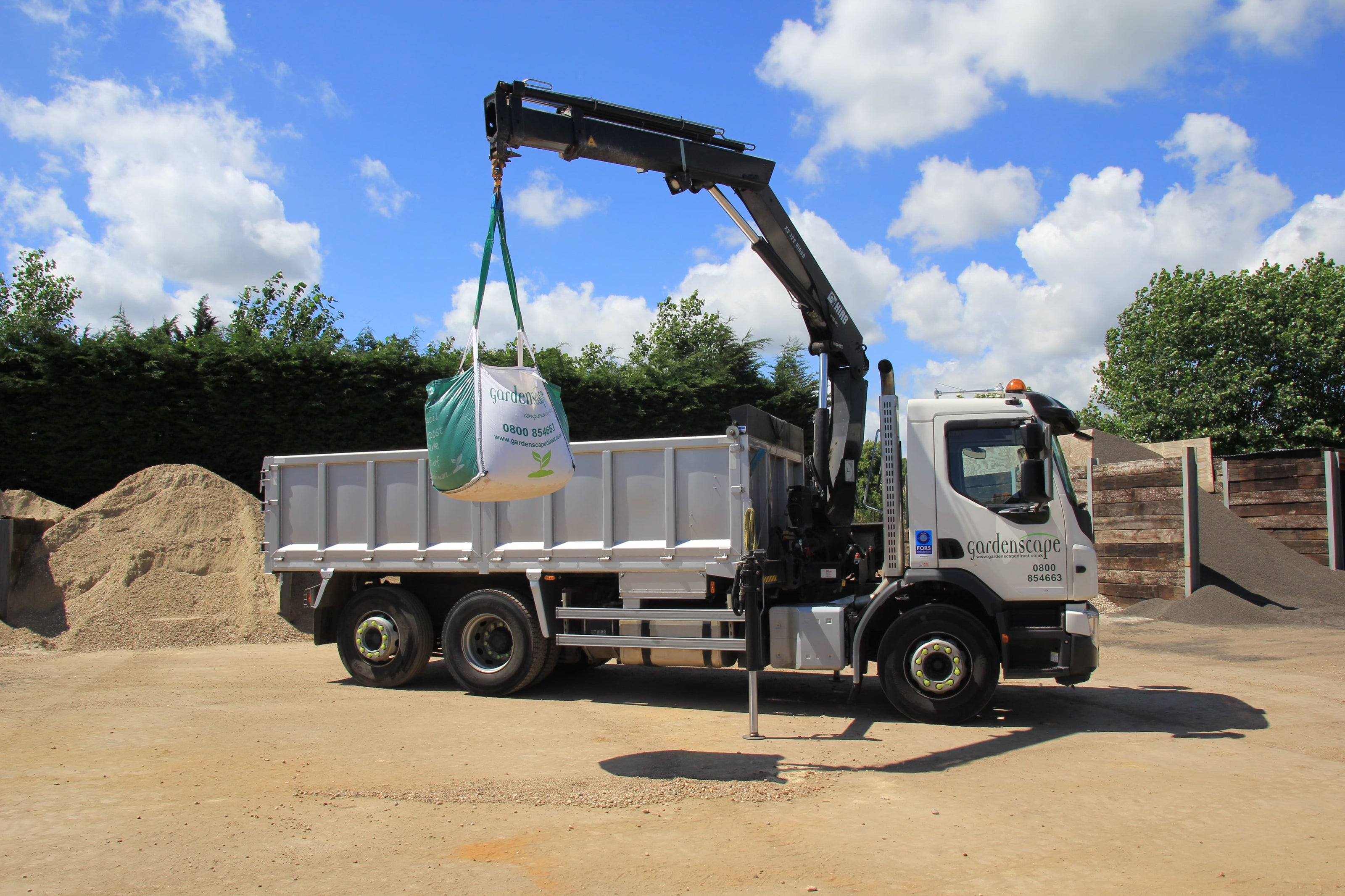 A lorry dropping off a bulk bag