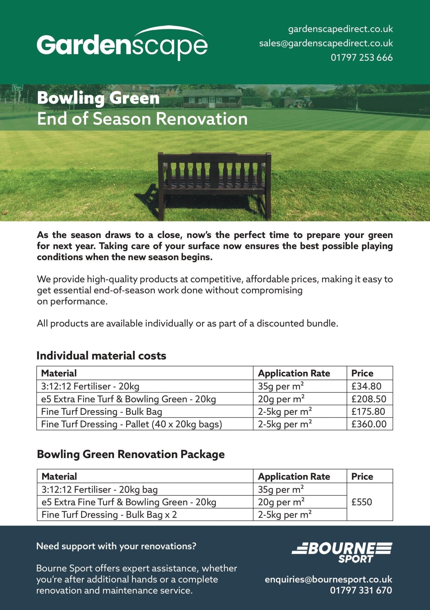 Bowling Green Renovation Package - Gardenscapedirect